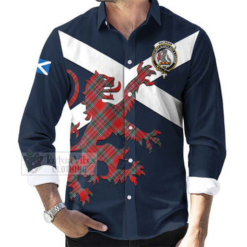 MacBean (MacBain) Tartan Lion Rampant Long Sleeve Button Shirt Proudly Display Your Heritage with Alba Gu Brath and Clan Name Men's Shirt - Tartan Vibes Clothing