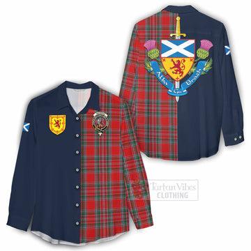 MacBean (MacBain) Tartan Women's Casual Shirt Alba with Scottish Lion Royal Arm Half Style - Tartan Vibes Clothing