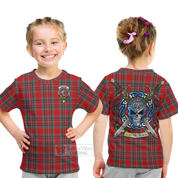 MacBean (MacBain) Tartan Kid T-Shirt with Family Crest Celtic Skull Style - Tartan Vibes Clothing