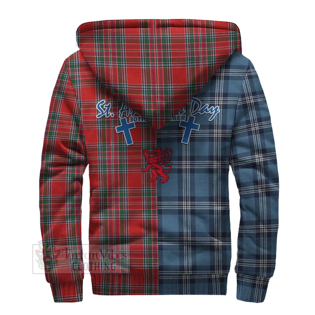 MacBean (MacBain) Tartan Sherpa Hoodie Happy St. Andrew's Day Half Tartan Style - Tartan Vibes Clothing