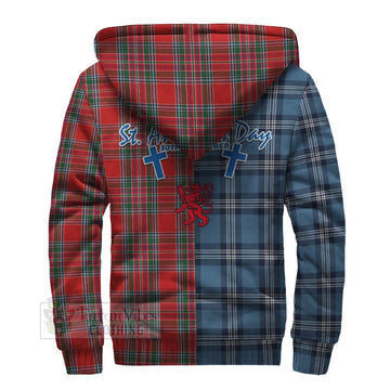 MacBean (MacBain) Tartan Sherpa Hoodie Happy St. Andrew's Day Half Tartan Style - Tartan Vibes Clothing