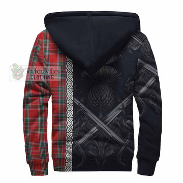 MacBean (MacBain) Tartan Sherpa Hoodie with Family Crest Cross Sword Thistle Celtic Vibes - Tartan Vibes Clothing