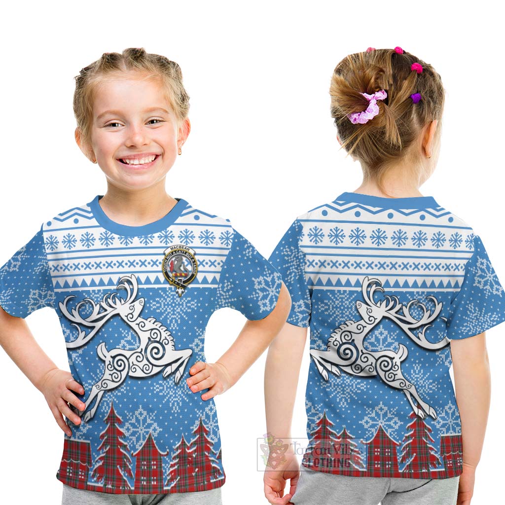 MacBean (MacBain) Clan Christmas Kid T-Shirt Celtic Reindeer Style - Tartan Vibes Clothing