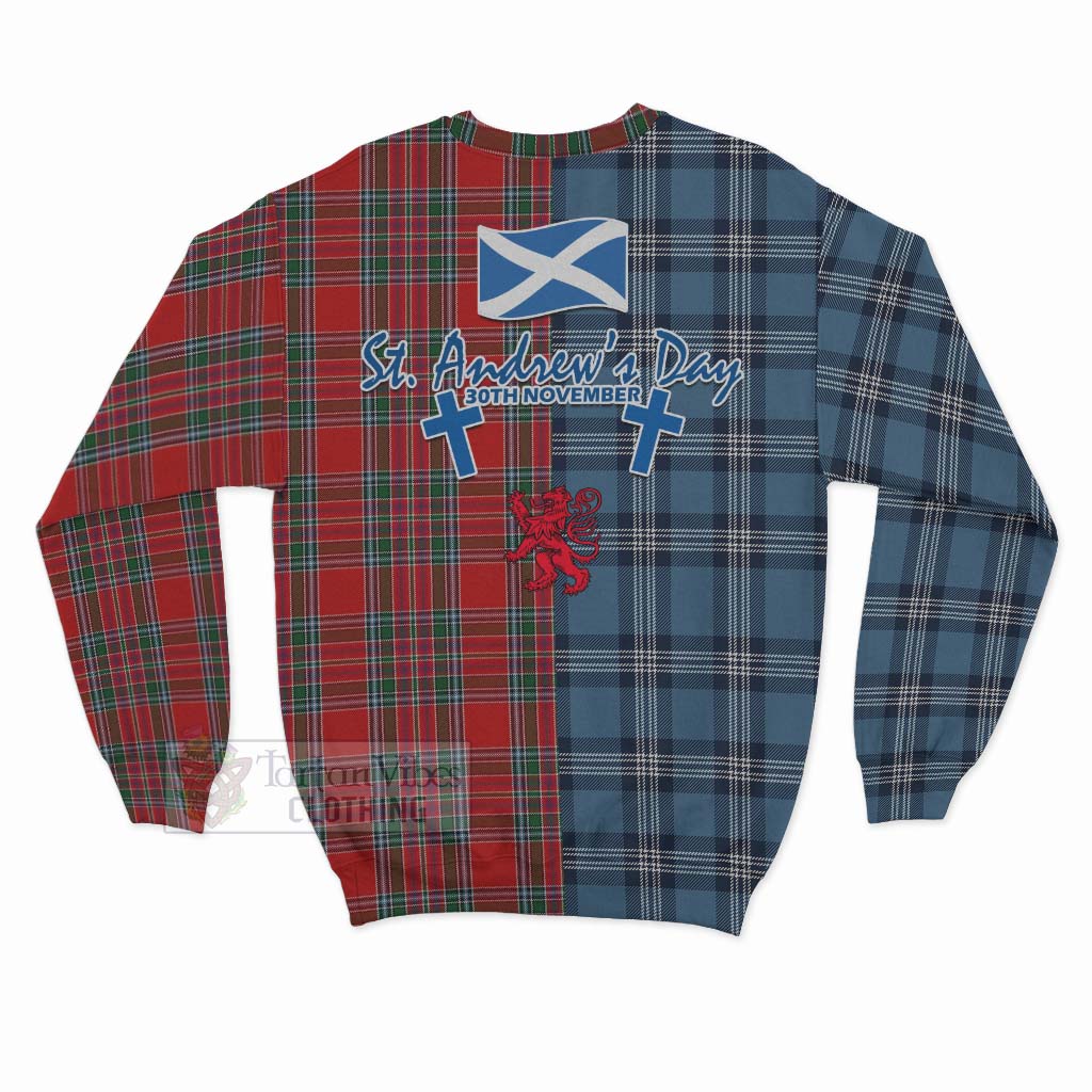 MacBean (MacBain) Tartan Sweatshirt Happy St. Andrew's Day Half Tartan Style - Tartan Vibes Clothing