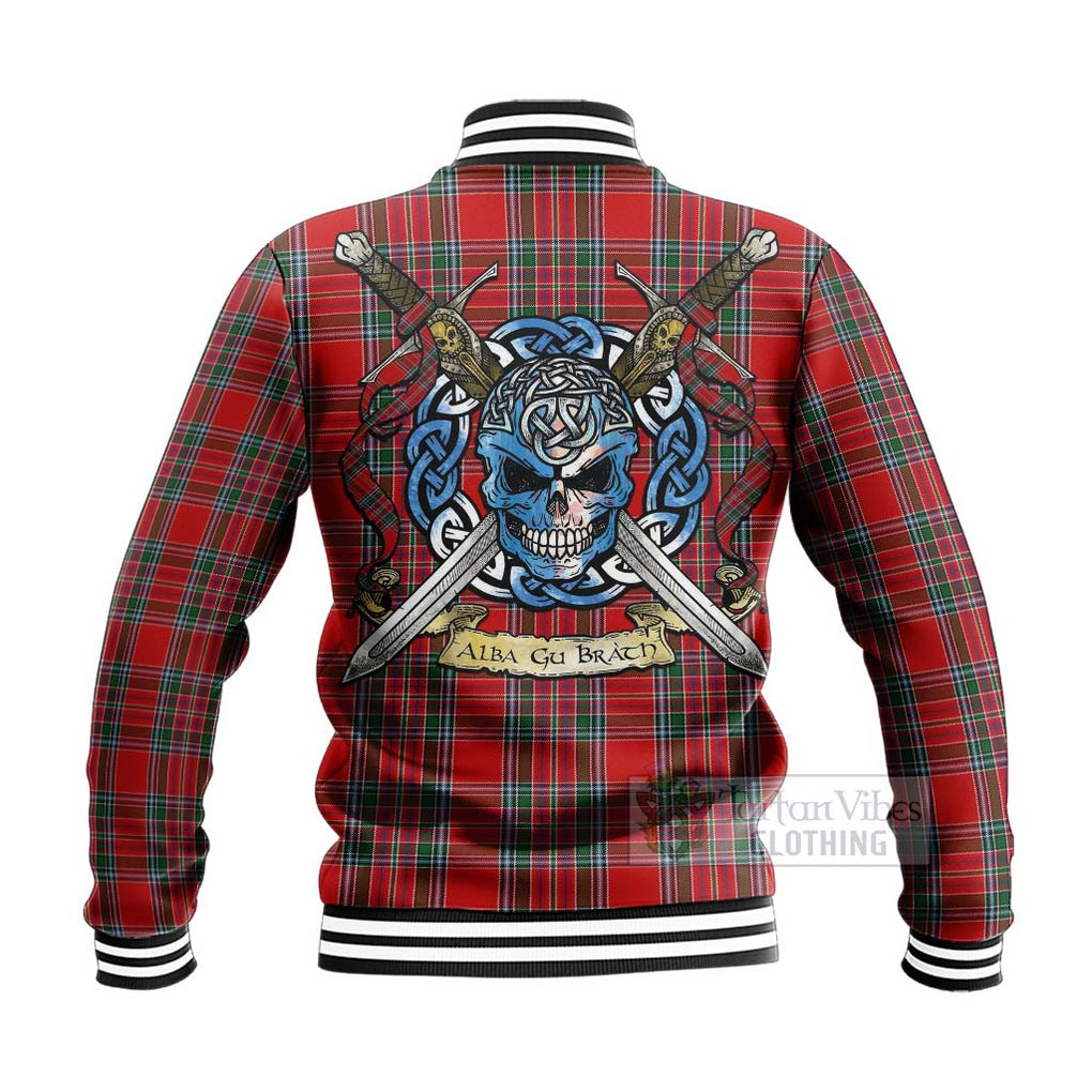 MacBean (MacBain) Tartan Baseball Jacket with Family Crest Celtic Skull Style - Tartan Vibes Clothing