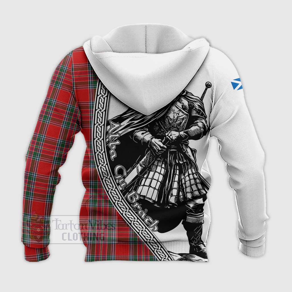 MacBean (MacBain) Tartan Clan Crest Knitted Hoodie with Highlander Warrior Celtic Style - Tartan Vibes Clothing