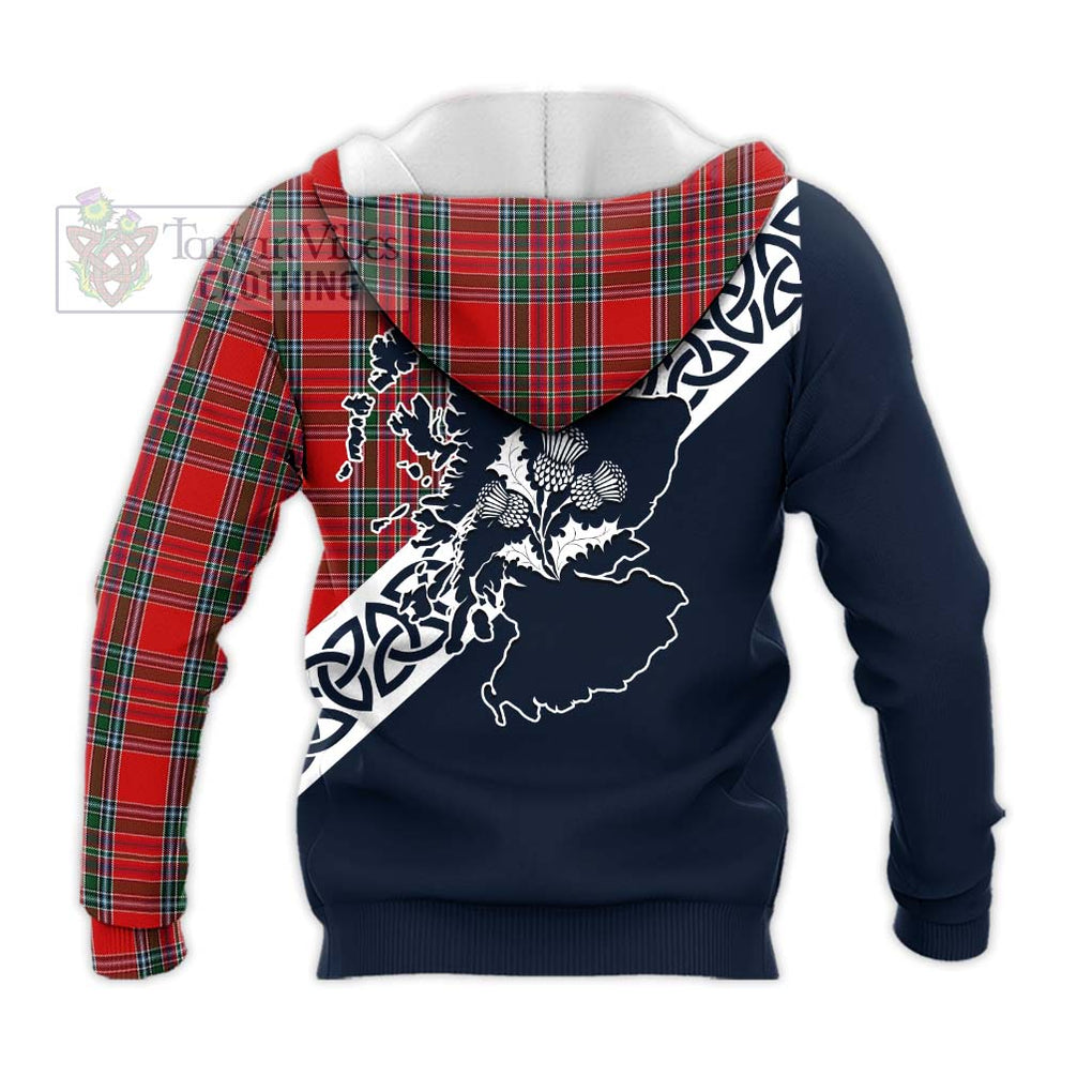 MacBean (MacBain) Tartan Knitted Hoodie Featuring Thistle and Scotland Map - Tartan Vibes Clothing