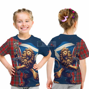 MacBean (MacBain) Tartan Family Crest Kid T-Shirt with Scottish Majestic Lion - Tartan Vibes Clothing