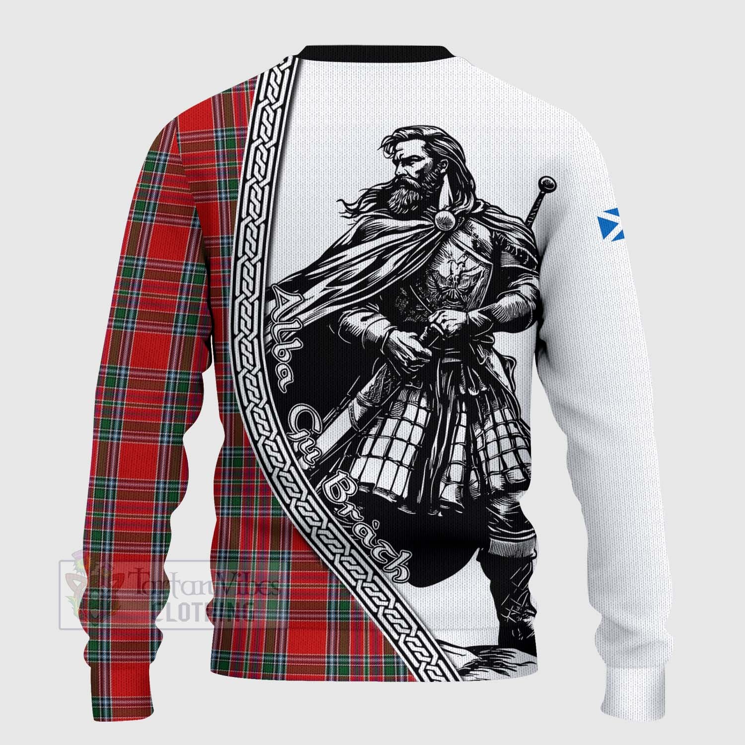 MacBean (MacBain) Tartan Clan Crest Knitted Sweater with Highlander Warrior Celtic Style - Tartan Vibes Clothing