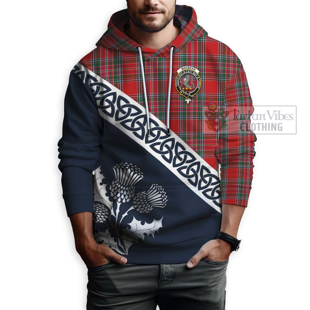MacBean (MacBain) Tartan Hoodie Featuring Thistle and Scotland Map - Tartan Vibes Clothing