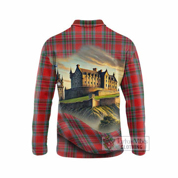 MacBean (MacBain) Tartan Family Crest Long Sleeve Polo Shirt with Scottish Ancient Castle Style - Tartan Vibes Clothing