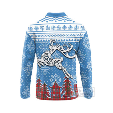 MacBean (MacBain) Clan Christmas Long Sleeve Polo Shirt Celtic Reindeer Style - Tartan Vibes Clothing