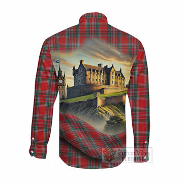 Tartan Vibes Clothing MacBean (MacBain) Tartan Family Crest Long Sleeve Button Shirt with Scottish Ancient Castle Style