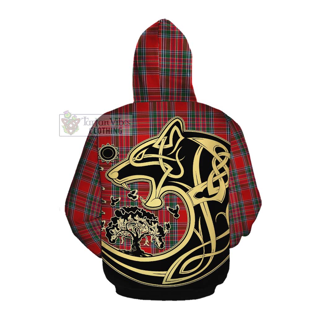 MacBean (MacBain) Tartan Cotton Hoodie with Family Crest Celtic Wolf Style Pullover Hoodie - Tartan Vibes Clothing