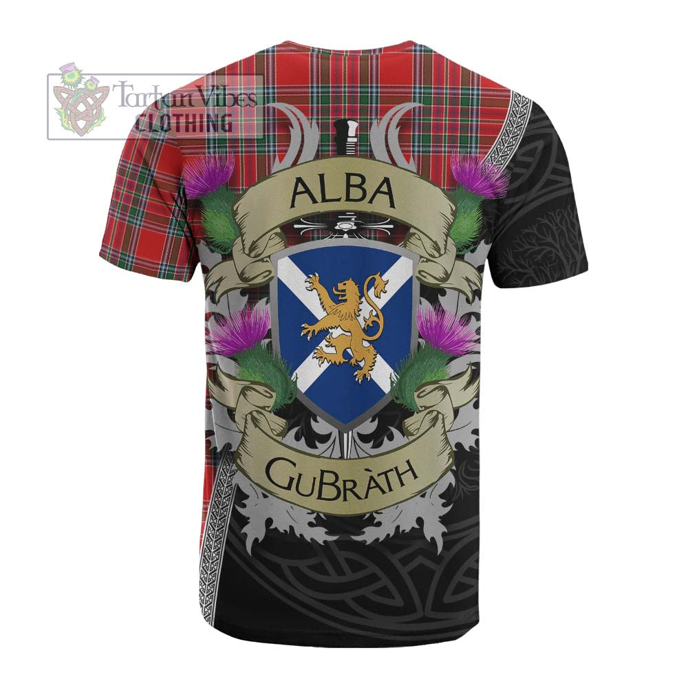 Tartan Vibes Clothing MacBean (MacBain) Tartan Family Crest Cotton T-shirt Lion Rampant Royal Thistle Shield Celtic Inspired