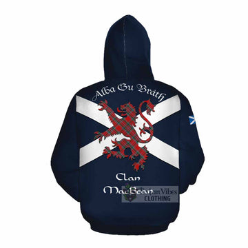 MacBean (MacBain) Tartan Lion Rampant Cotton Hoodie Proudly Display Your Heritage with Alba Gu Brath and Clan Name Pullover Hoodie - Tartan Vibes Clothing