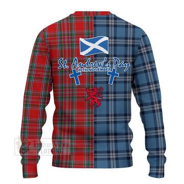 MacBean (MacBain) Tartan Knitted Sweater Happy St. Andrew's Day Half Tartan Style - Tartan Vibes Clothing