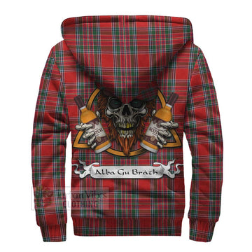 MacBean (MacBain) Tartan Sherpa Hoodie with Family Crest and Bearded Skull Holding Bottles of Whiskey - Tartan Vibes Clothing