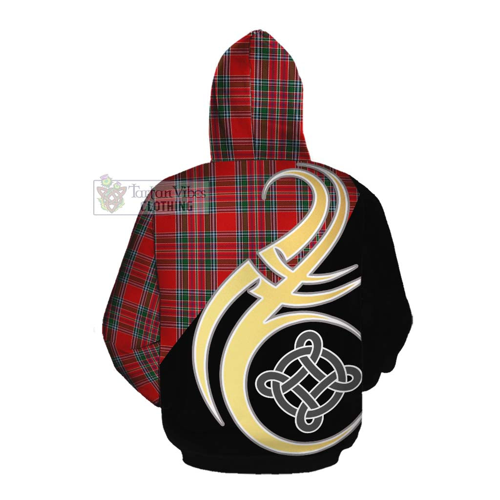 MacBean (MacBain) Tartan Cotton Hoodie with Family Crest and Celtic Symbol Style Pullover Hoodie - Tartan Vibes Clothing