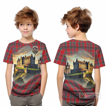 MacBean (MacBain) Tartan Family Crest Kid T-Shirt with Scottish Ancient Castle Style - Tartan Vibes Clothing