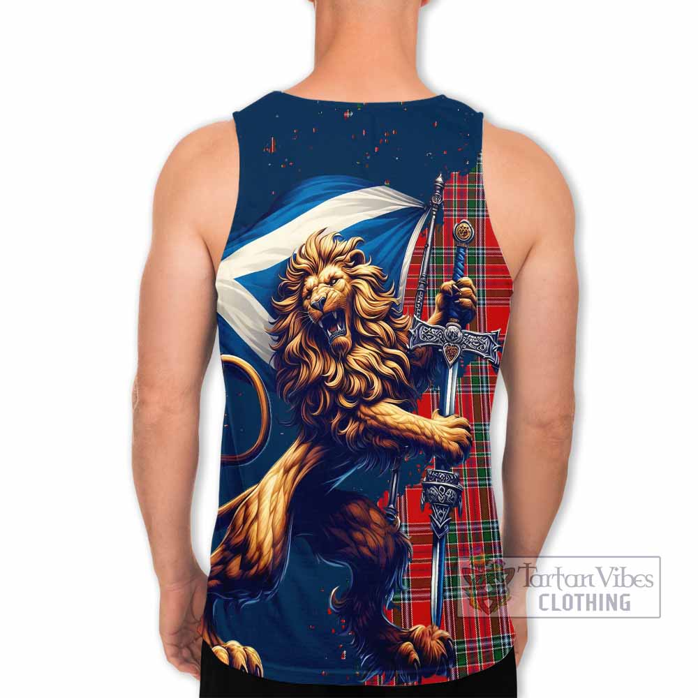 MacBean (MacBain) Tartan Family Crest Men's Tank Top with Scottish Majestic Lion - Tartan Vibes Clothing