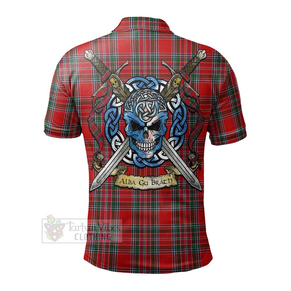 MacBean (MacBain) Tartan Polo Shirt with Family Crest Celtic Skull Style - Tartan Vibes Clothing