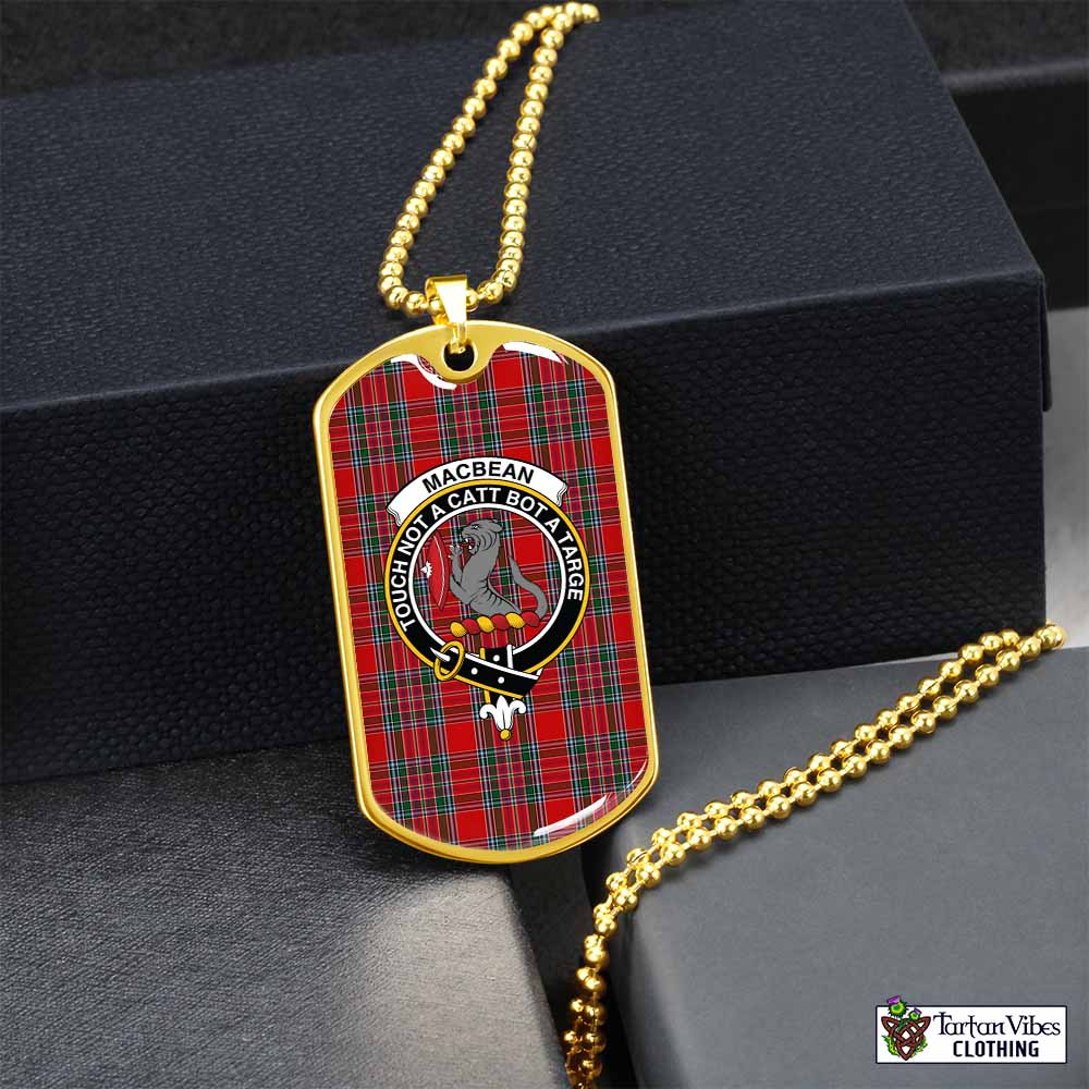 MacBean (MacBain) Tartan Dog Tag Necklace with Family Crest Gold No - Tartan Vibes Clothing