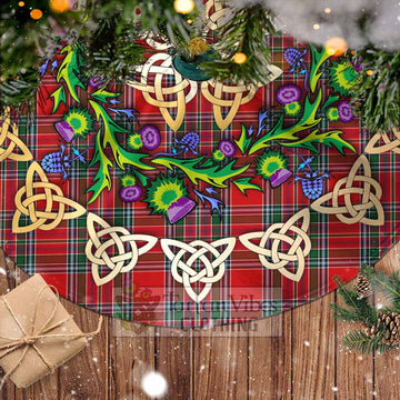 Tartan Vibes Clothing MacBean (MacBain) Tartan Christmas Tree Skirt with Thistle Celtic Knot Style