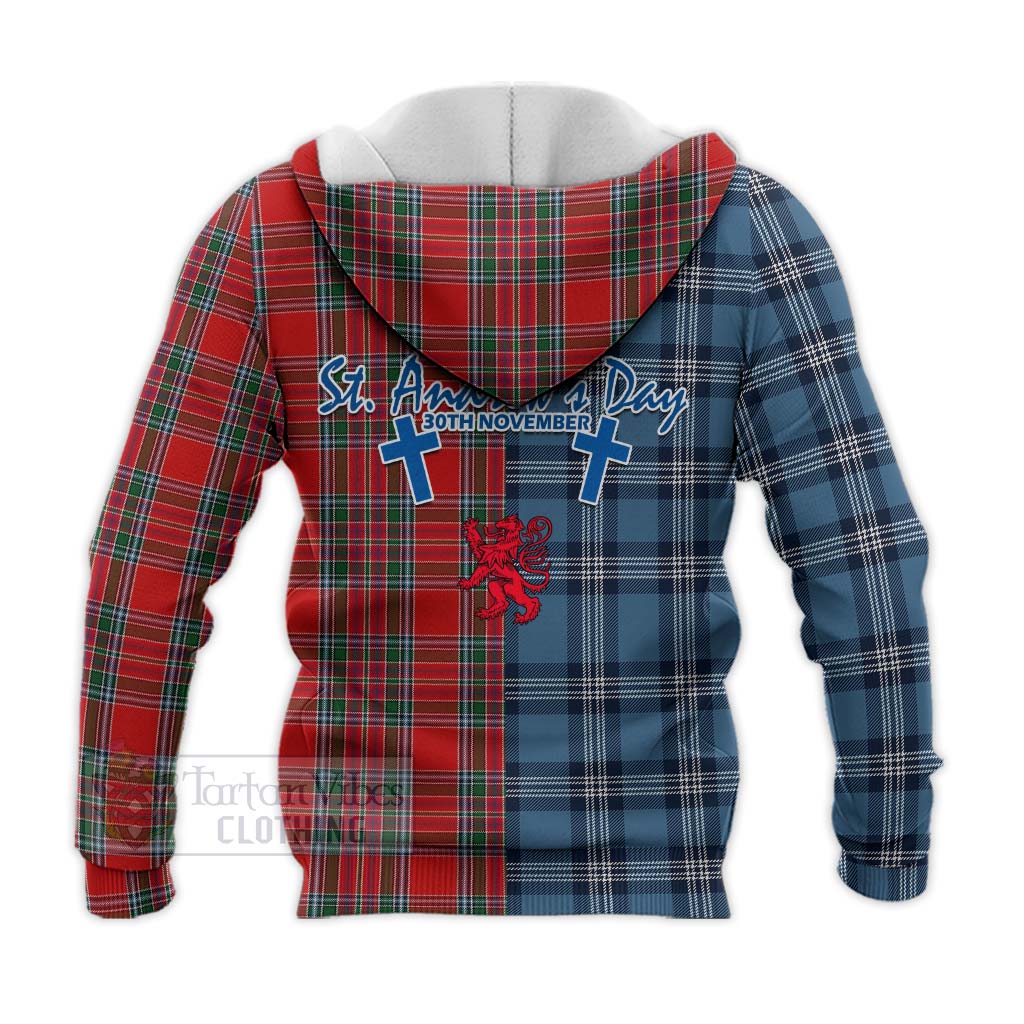 MacBean (MacBain) Tartan Knitted Hoodie Happy St. Andrew's Day Half Tartan Style - Tartan Vibes Clothing
