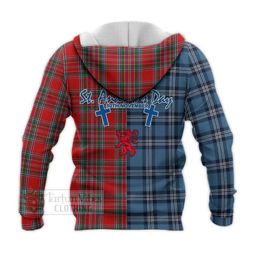 MacBean (MacBain) Tartan Knitted Hoodie Happy St. Andrew's Day Half Tartan Style - Tartan Vibes Clothing