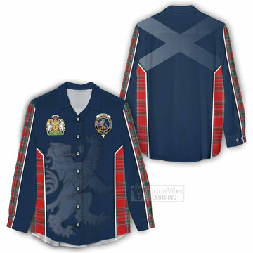 MacBean (MacBain) Tartan Women's Casual Shirt with Family Crest and Lion Rampant Vibes Sport Style - Tartan Vibes Clothing