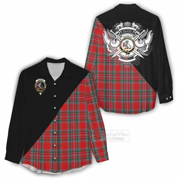 MacBean (MacBain) Tartan Women's Casual Shirt with Family Crest and Military Logo Style - Tartan Vibes Clothing