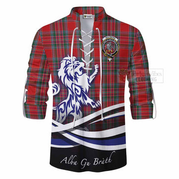 MacBean (MacBain) Tartan Ghillie Kilt Shirt with Alba Gu Brath Regal Lion Emblem - Tartan Vibes Clothing