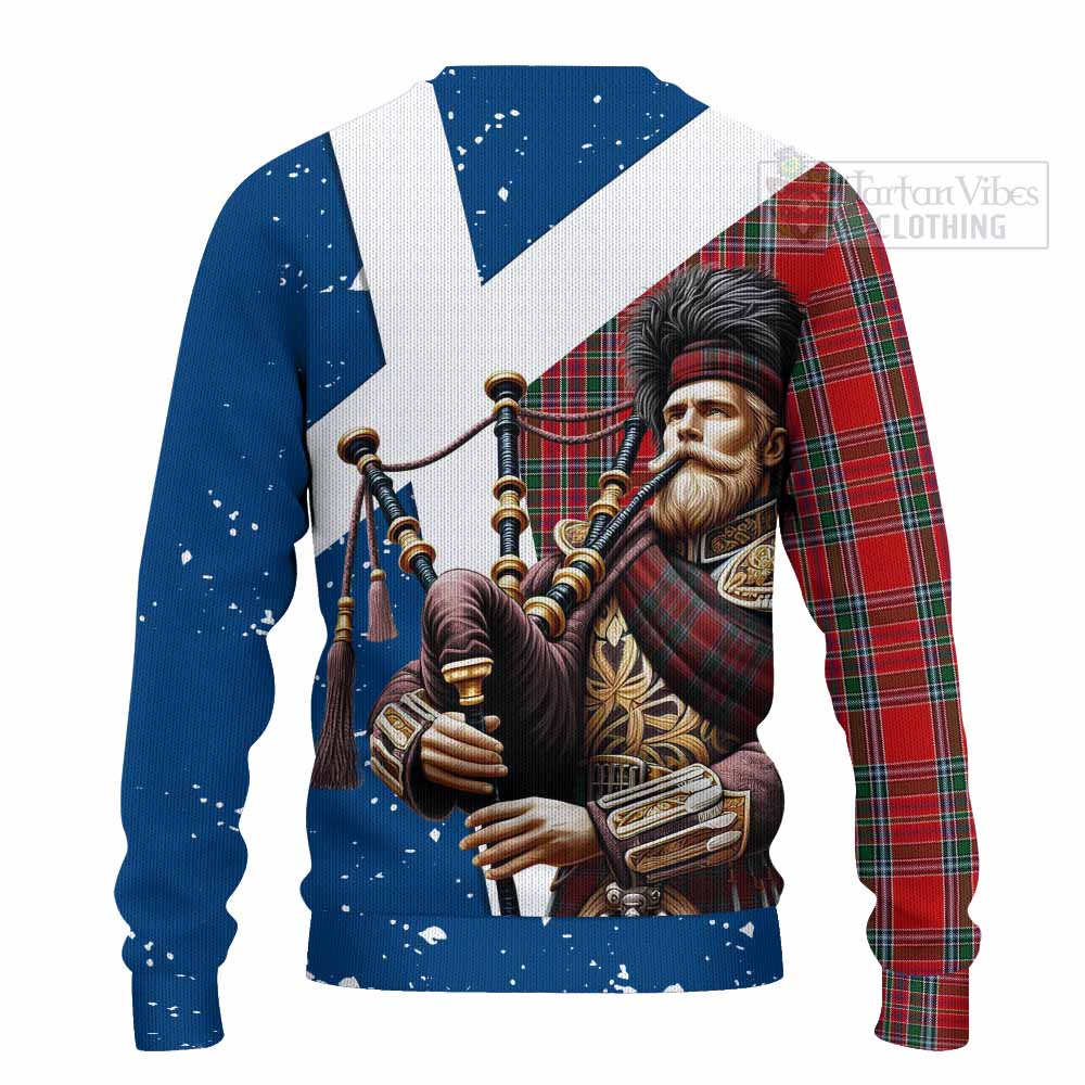MacBean (MacBain) Tartan Knitted Sweater with Family Crest Scottish Bagpiper Vibes - Tartan Vibes Clothing
