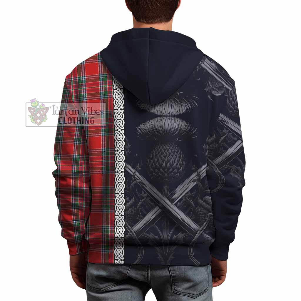 MacBean (MacBain) Tartan Hoodie with Family Crest Cross Sword Thistle Celtic Vibes - Tartan Vibes Clothing