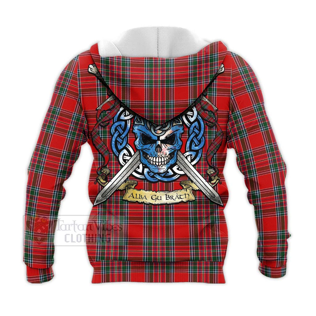 MacBean (MacBain) Tartan Knitted Hoodie with Family Crest Celtic Skull Style - Tartan Vibes Clothing