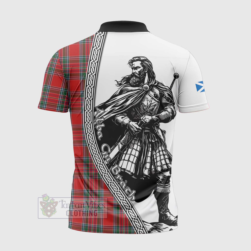 MacBean (MacBain) Tartan Clan Crest Zipper Polo Shirt with Highlander Warrior Celtic Style - Tartan Vibes Clothing