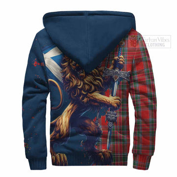 MacBean (MacBain) Tartan Family Crest Sherpa Hoodie with Scottish Majestic Lion - Tartan Vibes Clothing