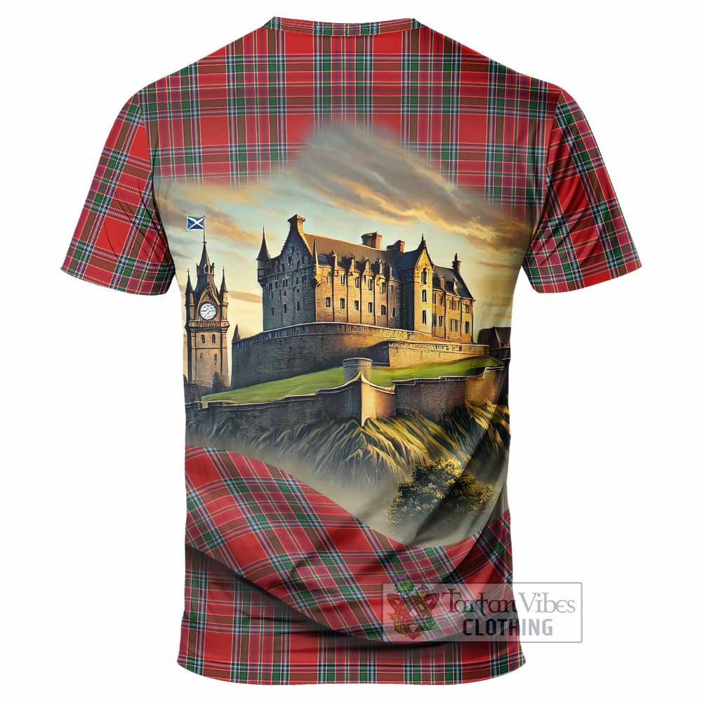 MacBean (MacBain) Tartan Family Crest T-Shirt with Scottish Ancient Castle Style - Tartan Vibes Clothing