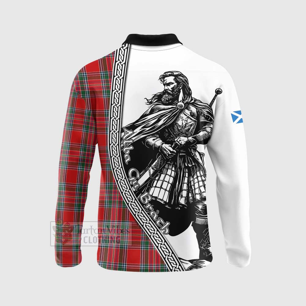 MacBean (MacBain) Tartan Clan Crest Long Sleeve Polo Shirt with Highlander Warrior Celtic Style - Tartan Vibes Clothing