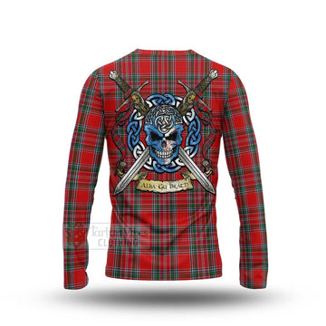 MacBean (MacBain) Tartan Long Sleeve T-Shirt with Family Crest Celtic Skull Style - Tartan Vibes Clothing