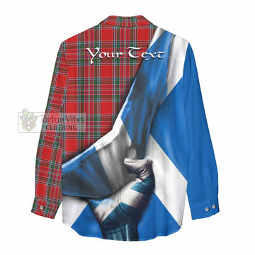 MacBean (MacBain) Tartan Women's Casual Shirt with Family Crest Scotland Patriotic Style - Tartan Vibes Clothing