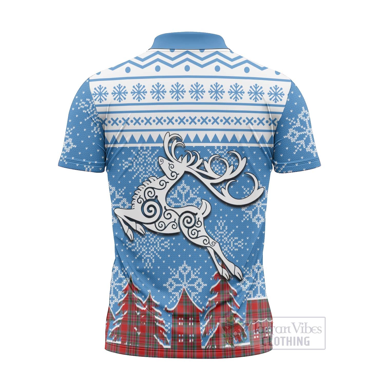 MacBean (MacBain) Clan Christmas Zipper Polo Shirt Celtic Reindeer Style - Tartan Vibes Clothing