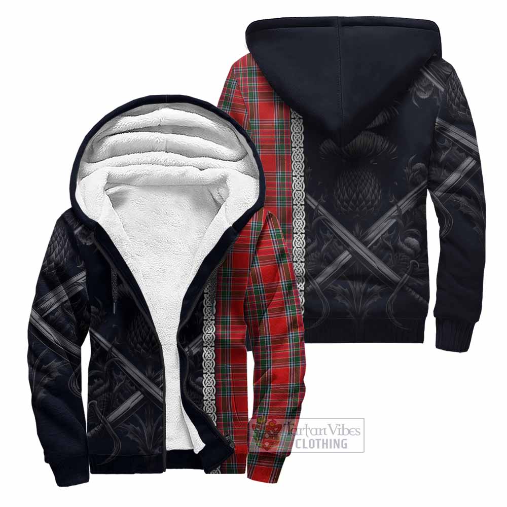 MacBean (MacBain) Tartan Sherpa Hoodie with Family Crest Cross Sword Thistle Celtic Vibes Unisex - Tartan Vibes Clothing