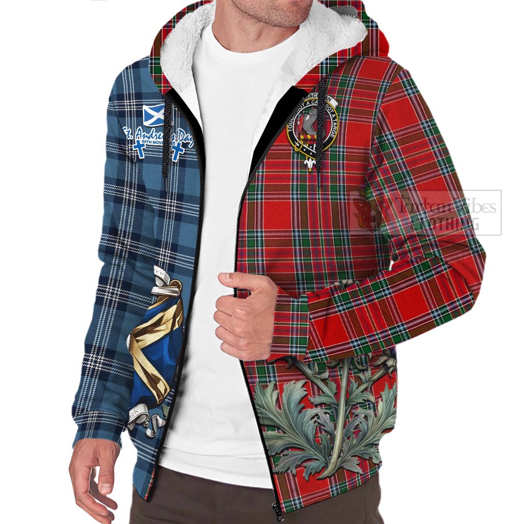 MacBean (MacBain) Tartan Sherpa Hoodie Happy St. Andrew's Day Half Tartan Style Unisex - Tartan Vibes Clothing