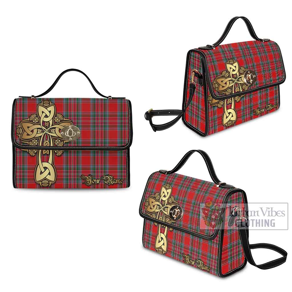 Tartan Vibes Clothing MacBean (MacBain) Tartan Waterproof Canvas Bag Golden Thistle Celtic Cross Style