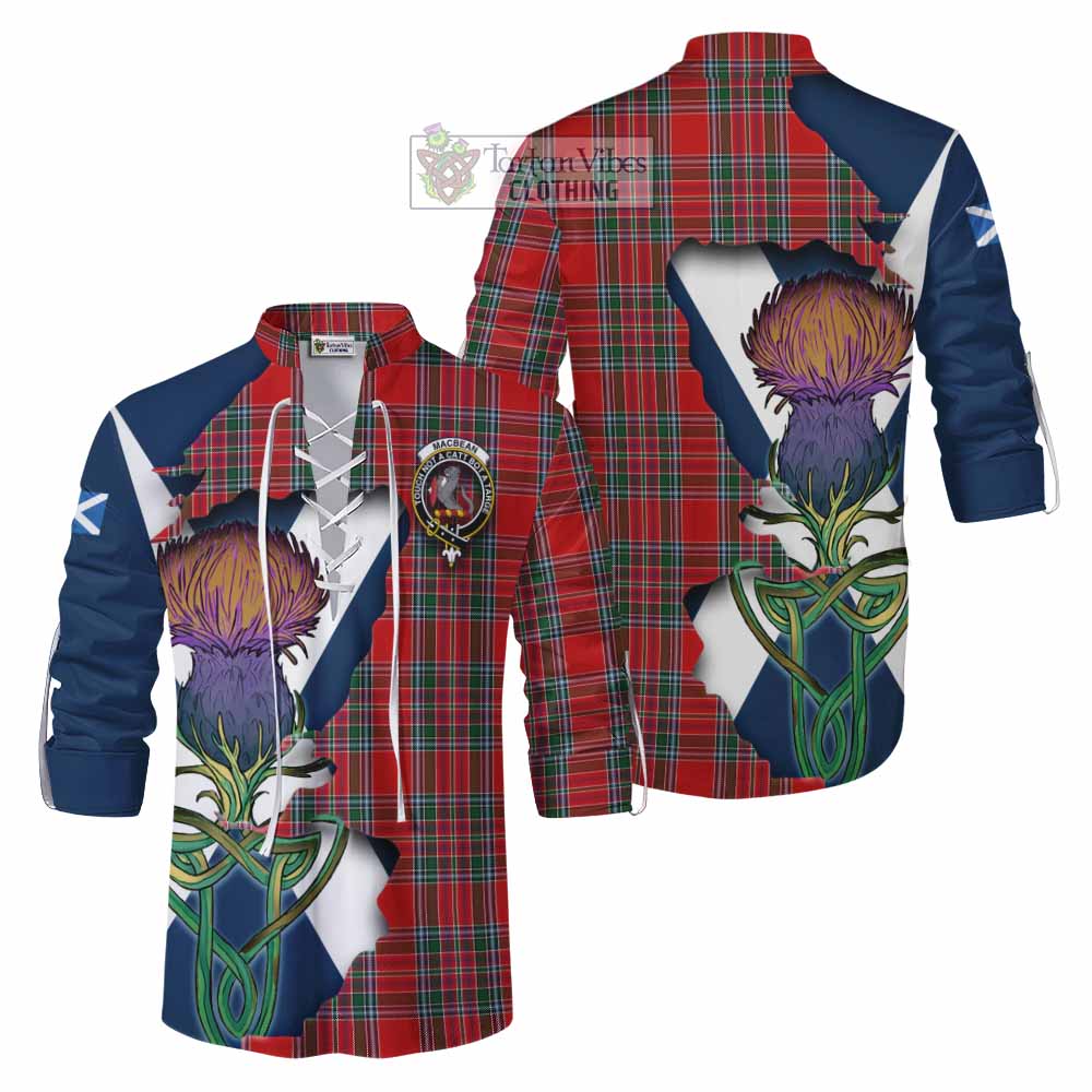 MacBean (MacBain) Tartan Family Crest Ghillie Kilt Shirt Scottish Thistle Celtic Inspired - Tartan Vibes Clothing