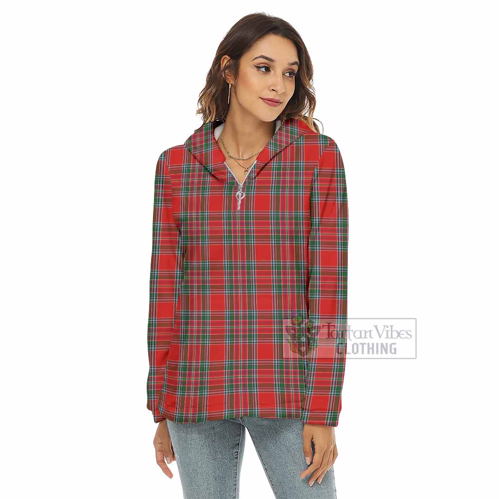 MacBean (MacBain) Tartan Women's Borg Fleece Hoodie with Half Zip - Tartan Vibes Clothing