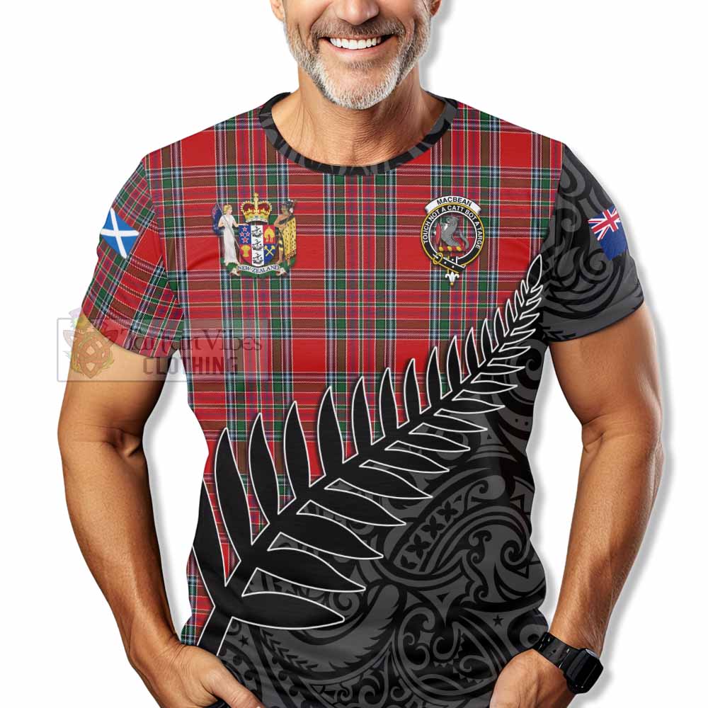 MacBean (MacBain) Crest Tartan T-Shirt with New Zealand Silver Fern Half Style - Tartan Vibes Clothing