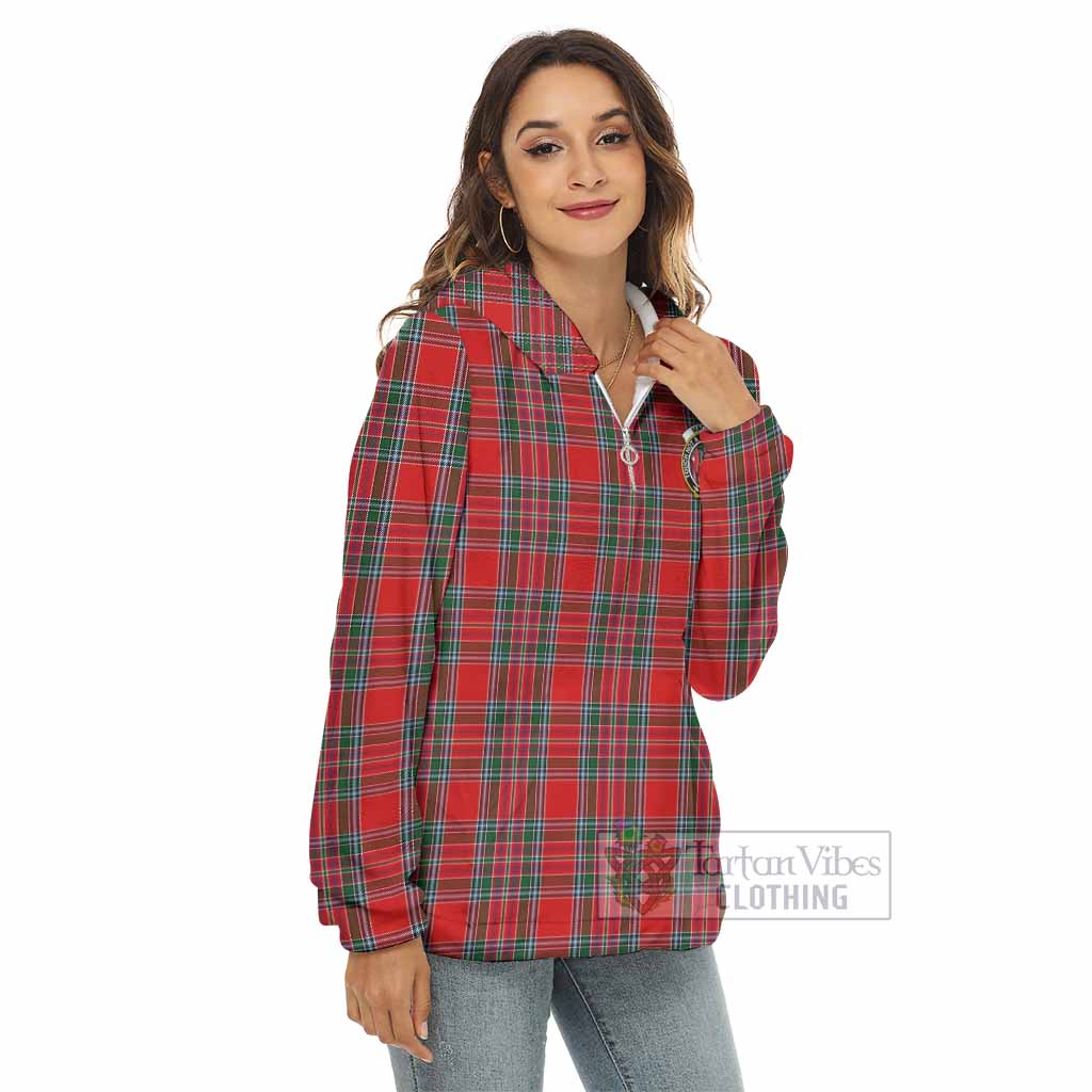 MacBean (MacBain) Tartan Women's Borg Fleece Hoodie with Half Zip with Family Crest - Tartan Vibes Clothing